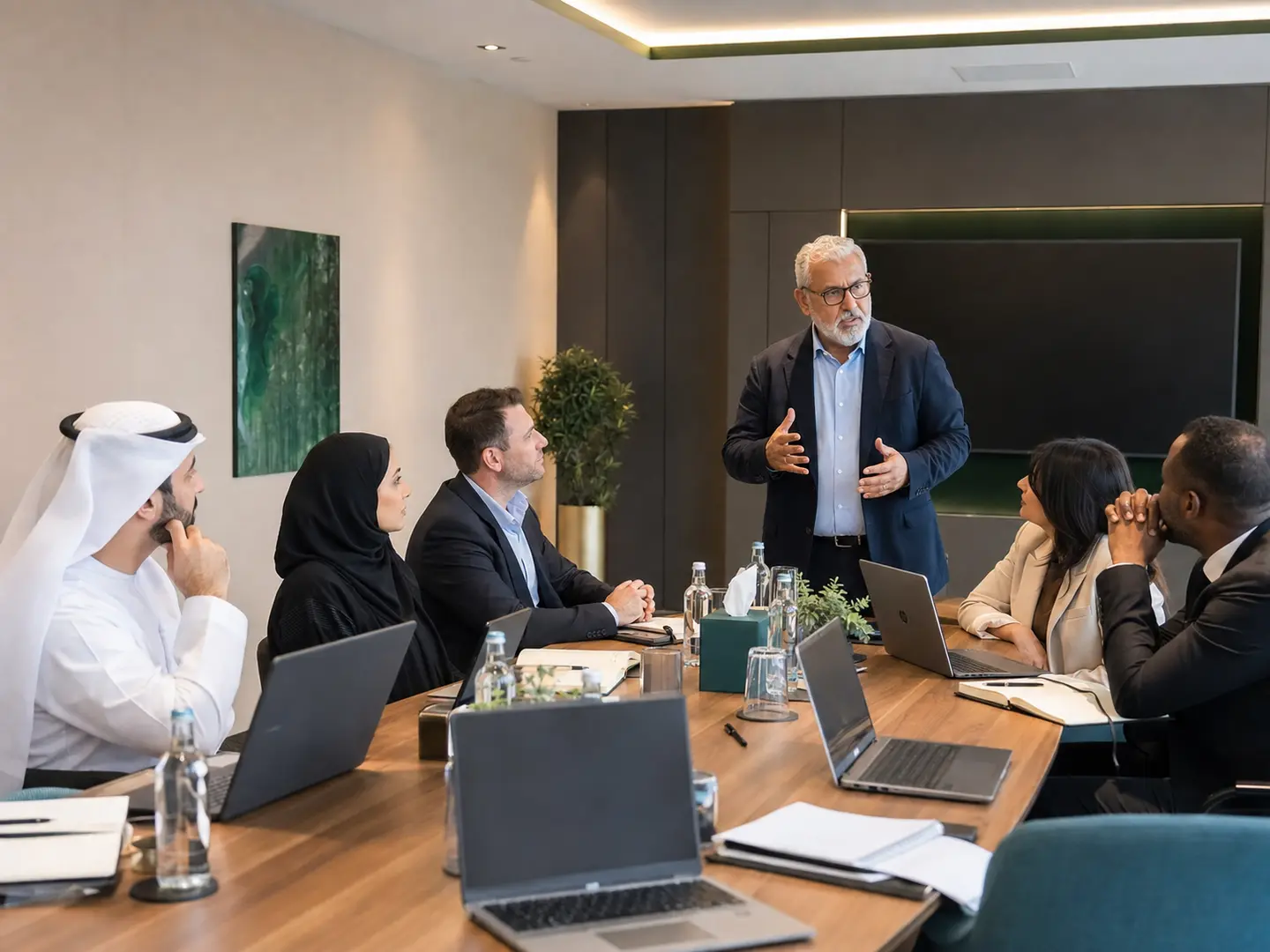 Corporate professionals attending a training session